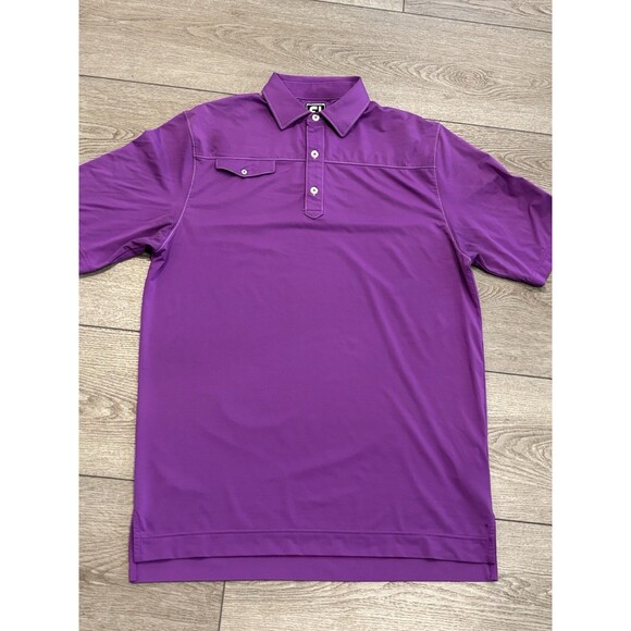 FootJoy TPC Scottsdale Polo Shirt Mens Medium Purple Athletic Fit Performance - Picture 1 of 8